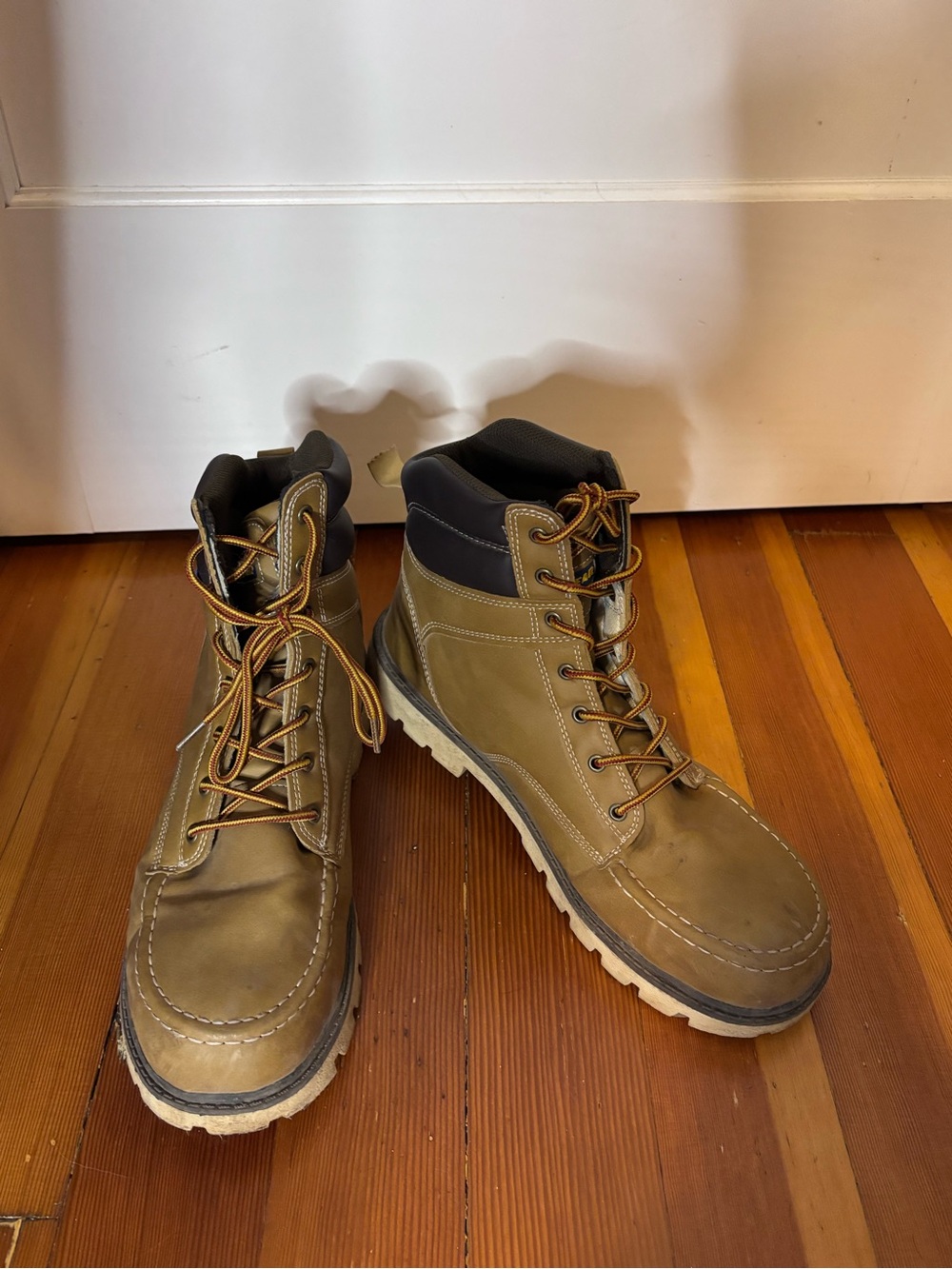 Men's Tan Lace-Up Work Boots with Padded Collar